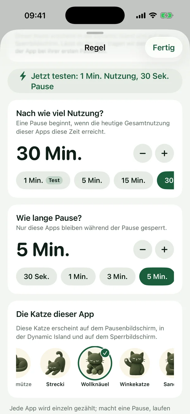 Eine Katze für eine App wählen
