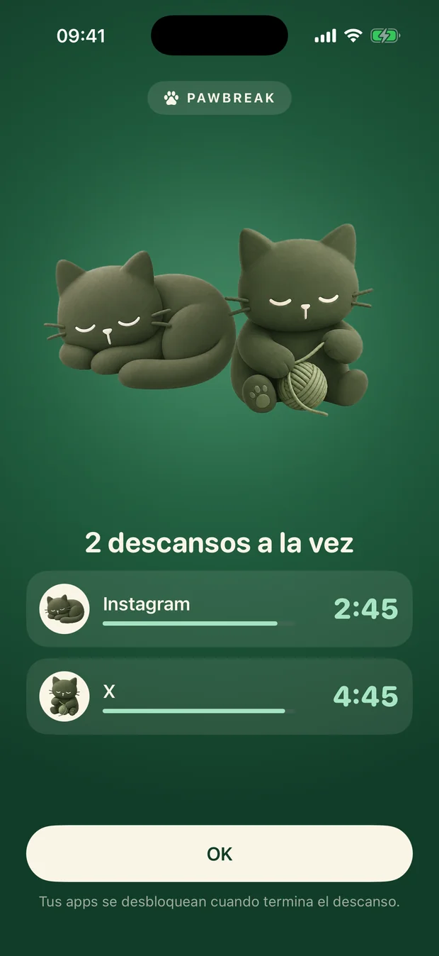 Gatos jugando juntos en la pantalla de descanso